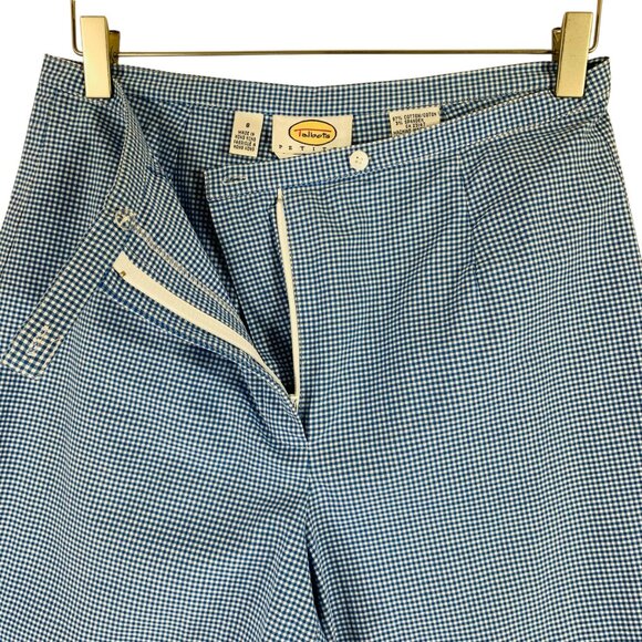 Gingham Blue & white  Check Cropped Picnic PANTS Size 8 petites Talbot - Picture 4 of 16